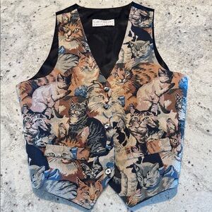 🐱 Carol Antone Collection Cat Tapestry Vest | Vintage-Inspired 90s Style